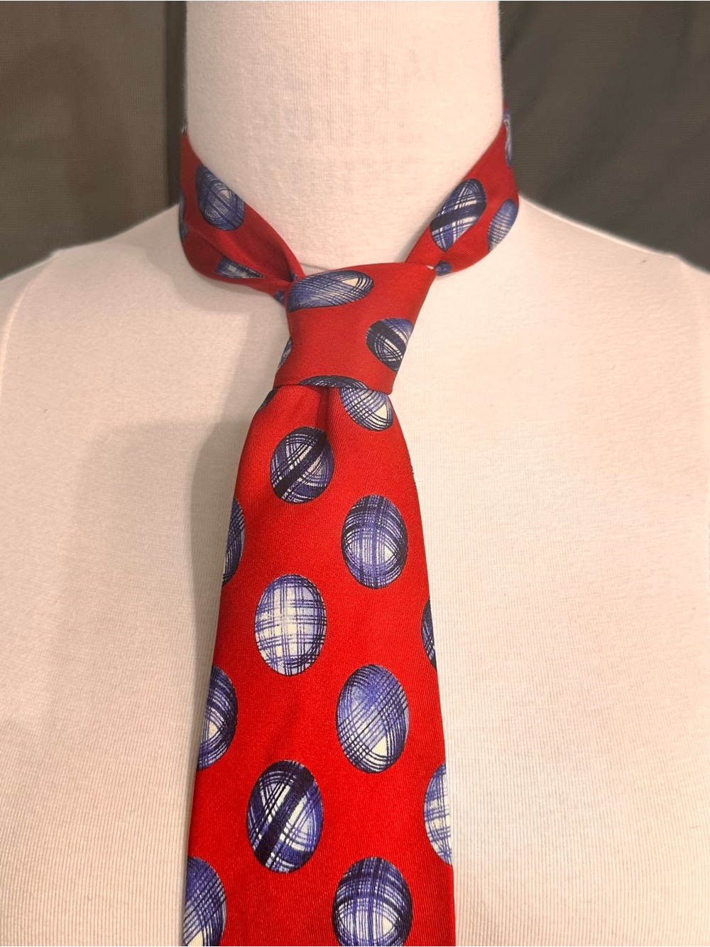 Red Men's Tie with Blue Dot Pattern Brooks Brothers